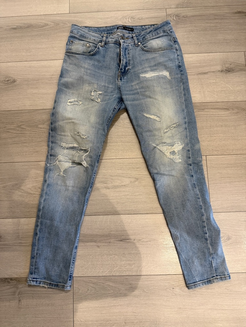 Zara Light Blue Distressed Slim Men’s Jeans